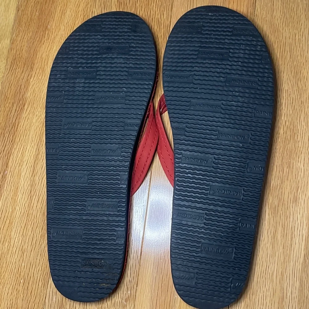 Vintage Rainbow Womens Single Layer Sandals in Red Leather Size M - Picture 4 of 10